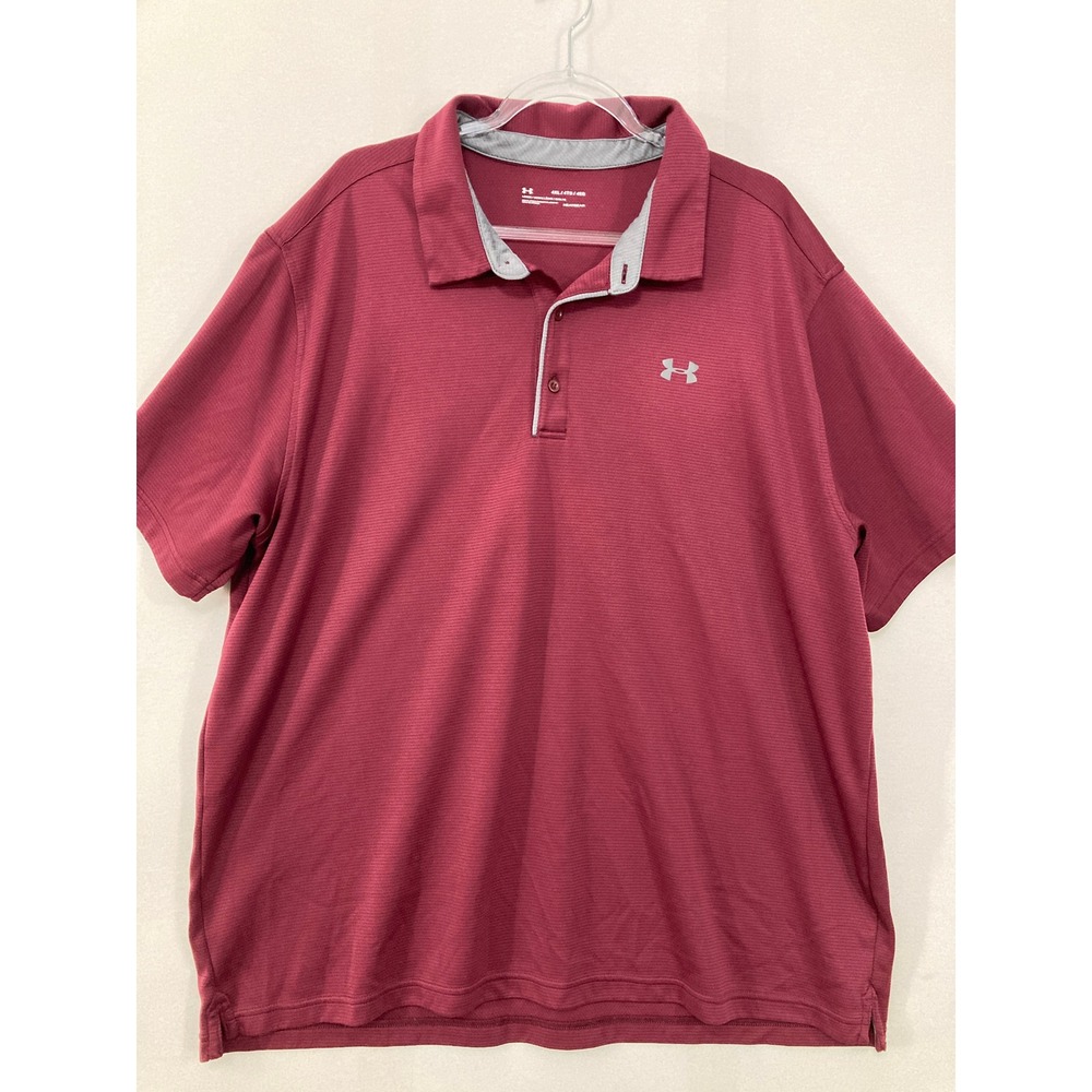 Under‎ Armour Polo Shirt 4XL Maroon HeatGear Short Sleeve Golf Athletic Men